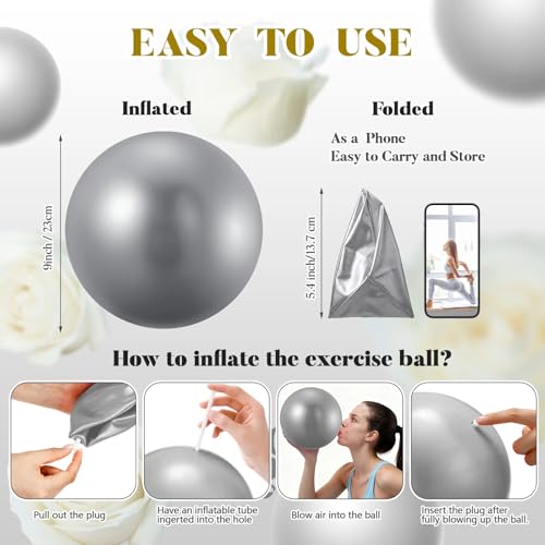 Image of Sotiff 20 Pcs 9 Inch Pilates Ball Bulk Exercise Pilates Ball Mini Yoga Balls Therapy Core for Stability Barre Training Stretching Physical Posture Training Gym Workout with Inflation Tube