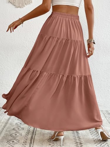Women's Elegant Button Front Ruffle Hem Skirt Maxi Long Skirts3