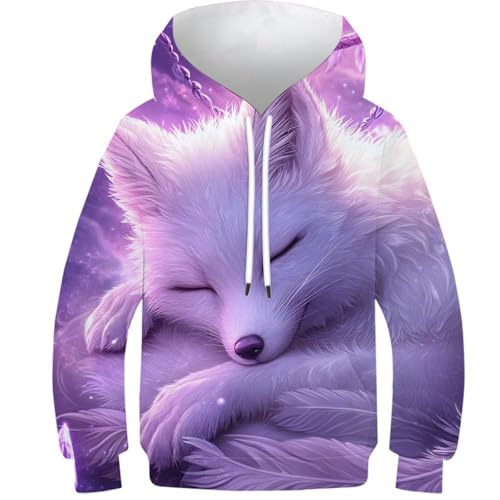Sweat-shirt capuche enfant renard 3D vêtement manches longues ado fille garçon 13-15 ans