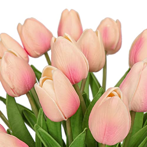 Künstliche Tulpen 24-tlg Gelb & Weiß - PVC Blumen Für Deko Ohne Pflege