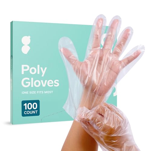 Comfy Package [100 Count] Disposable Poly Plastic Gloves for Cooking,