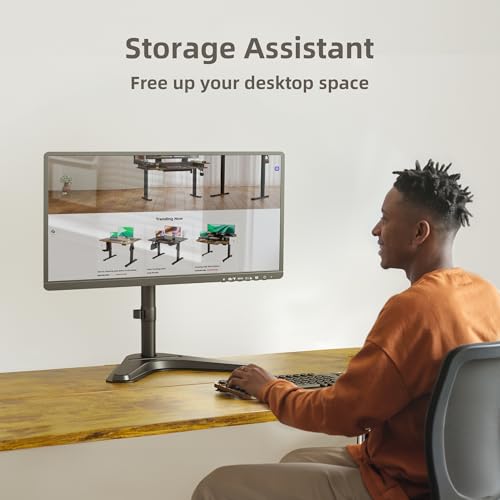 Image of Claiks Monitor Mount, Ergonomic Adjustable Monitor Stand for Max 32 inch Screens, Adjustable Stand up to 20 lbs, VESA Mounting Holes 75&100mm, Black
