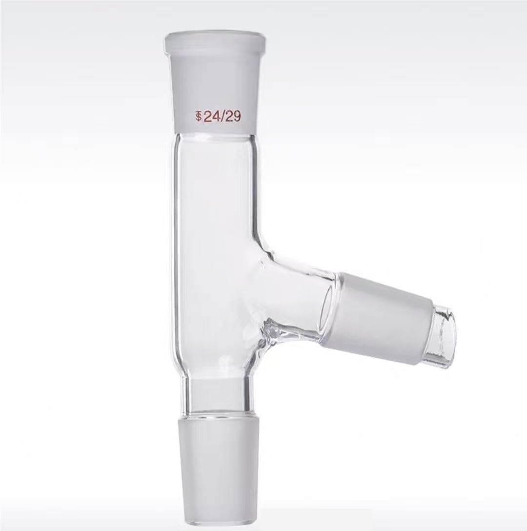 75 Degree Bent 3-Way Glass Adapter - 24X29X24 Distillation Head for Lab Glassware