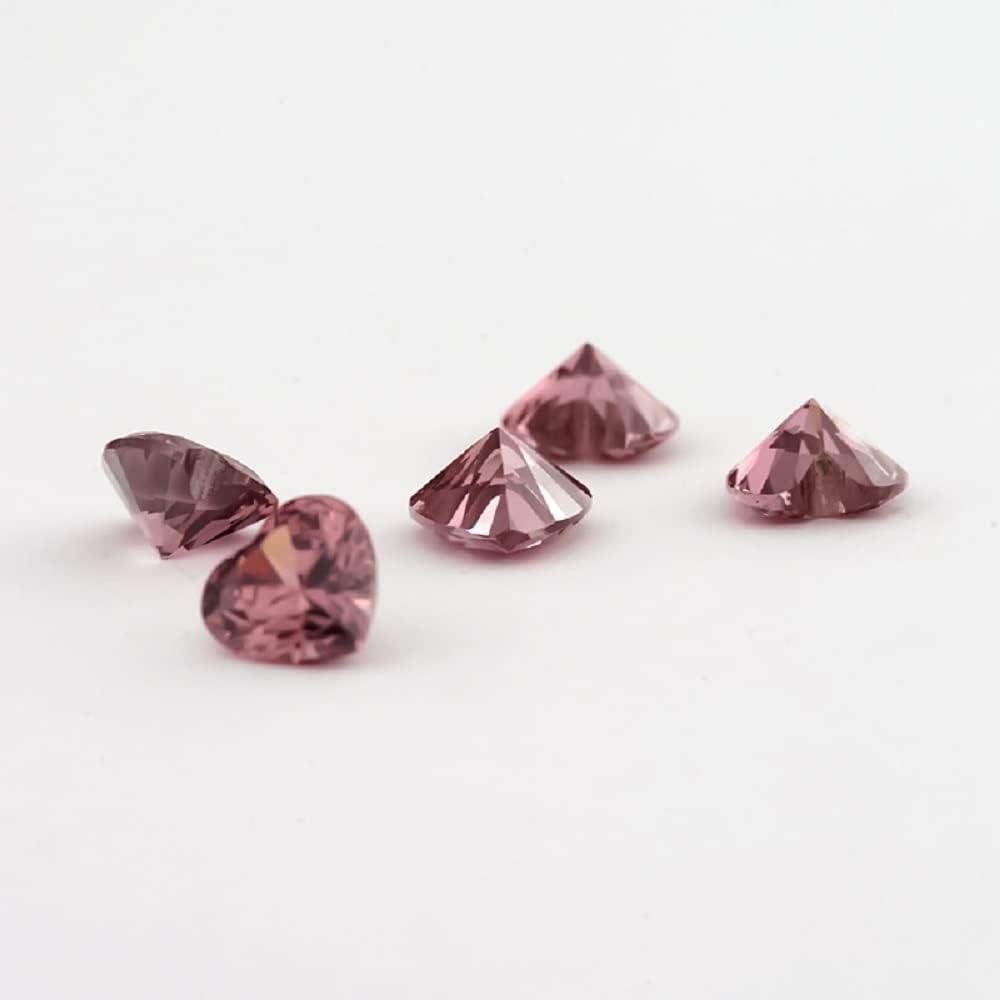 XIANGMO 25pcs 8x8mm Heart Cut Loose CZ Synthetic Gemstone 5A Rhodolite Color Cubic Zirconia Stone for Ring Earring Bracelet Necklace Pendants Jewelry Making