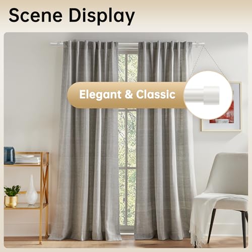 Ausziehbare Gardinenstangen 76-350cm, Dia 19mm Verstellbare Gardinenstange mit Kappenknäufen für Ösenvorhänge, Elegante Dekorative Vorhangstangen für Schlafzimmer