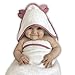 Babyhandtuch mit Kapuze aus Oeko-TEX® Baumwolle und Bambus extra weiches Kapuzenhandtuch für Babys und Kleinkinder ab 0 Monate | Babyhandtuch 85 x 85 cm mit süßen Ohren (Pink)