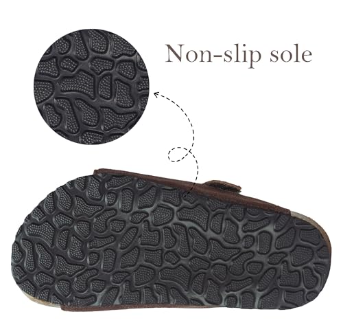 Image of ZUSERIS Kids Toddler Sandals Boys Girls Summer Slides | Soft Cork Footbed, Non-slip,Adjustable Straps,Comfort Suede Leather,Lightweight