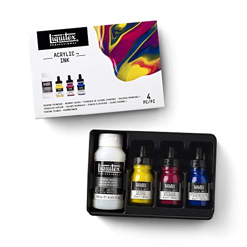 Liquitex Professional Acrylic Ink, 1-Oz (30Ml), Pouring Technique, Primary Colors, Set Of 4 #TOP1