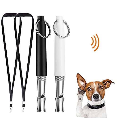 2 Pcs Ultrasonic Dog Whistle, Dog Flute, Adjustable High Tone, Silent Ultrasonic Dog Whistle with Tether for Pet Dog Training Professional Dog Whistle Stop Barking