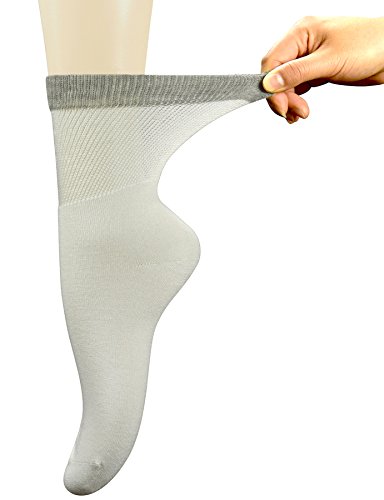Yomandamor Womens Bamboo Diabetic Crew Socks With Seamless Toe,6 Pairs Size 9-11(White)