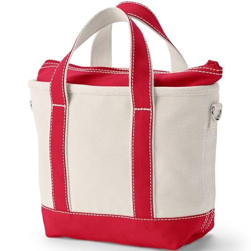 Image of Lands' End Zip Top Long Handle Canvas Tote Bag