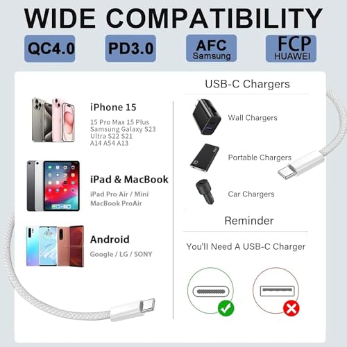 Image of NISHTECH ORIGINAL 60W iPhone 16,15 USB TYPE C to USB TYPE C Cable(60W /3A) USB C Charger Cable Fast Charging for iPhone 15Pro /Plus /Pro Max,iPad Mini 6 / Pro 2021,MacBook,and More