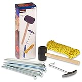 Smart-Planet Camping Set 9 teilig Multifunktions Outdoor Mallet - Zelthammer 6X Zeltheringe - Herauszieher + 10m Abspannschnur zum Zelten & Campen
