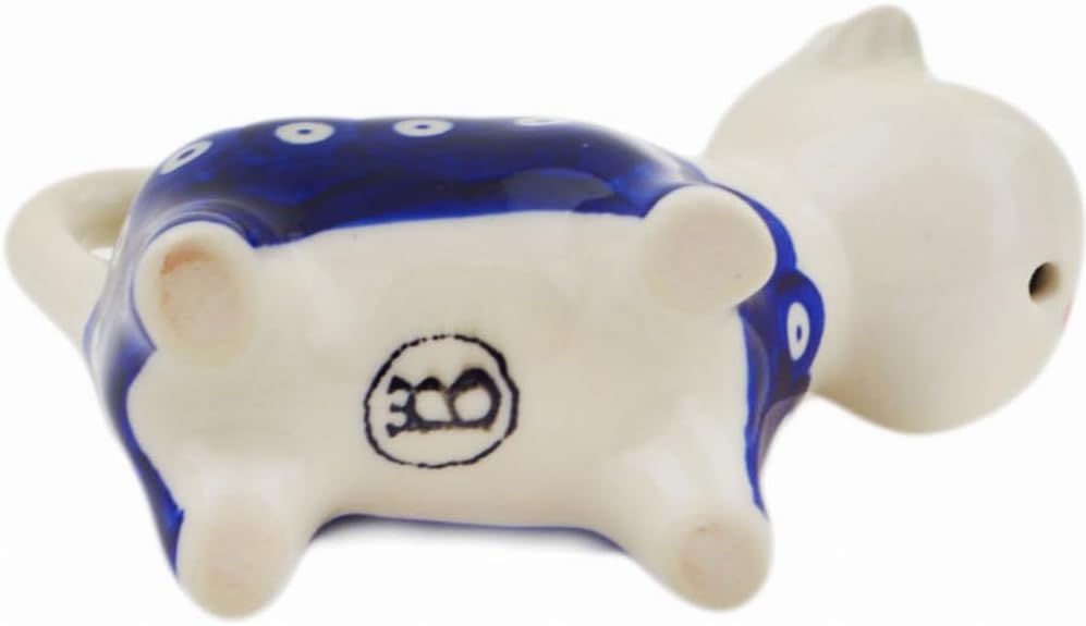 Polmedia Polish Pottery Cow Shaped Creamer - Mosquito Pattern Handmade in Boleslawiec Poland by Ceramika Bona + Certificate of Authenticity