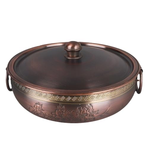 INUUXLG Beijing Copper Hot Pot,Chinese Style Hot Pot,Hot Pot Induction Copper Hot Pot Beijing Shabu-shabu Pot Soup Pot for Domestic Commercial Use(26cm) (One Color 28cm