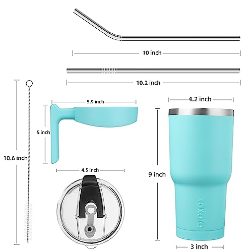 Image of BJPKPK 40 oz Tumbler with Handle & Straw, Insulated Stainless Steel Mug