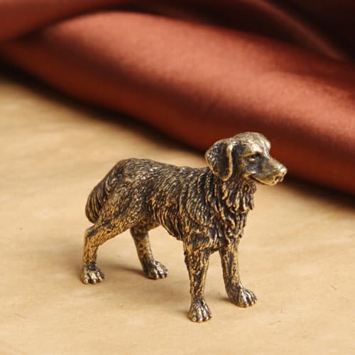 Figura de perro golden retriever mini en latón miniatura 6