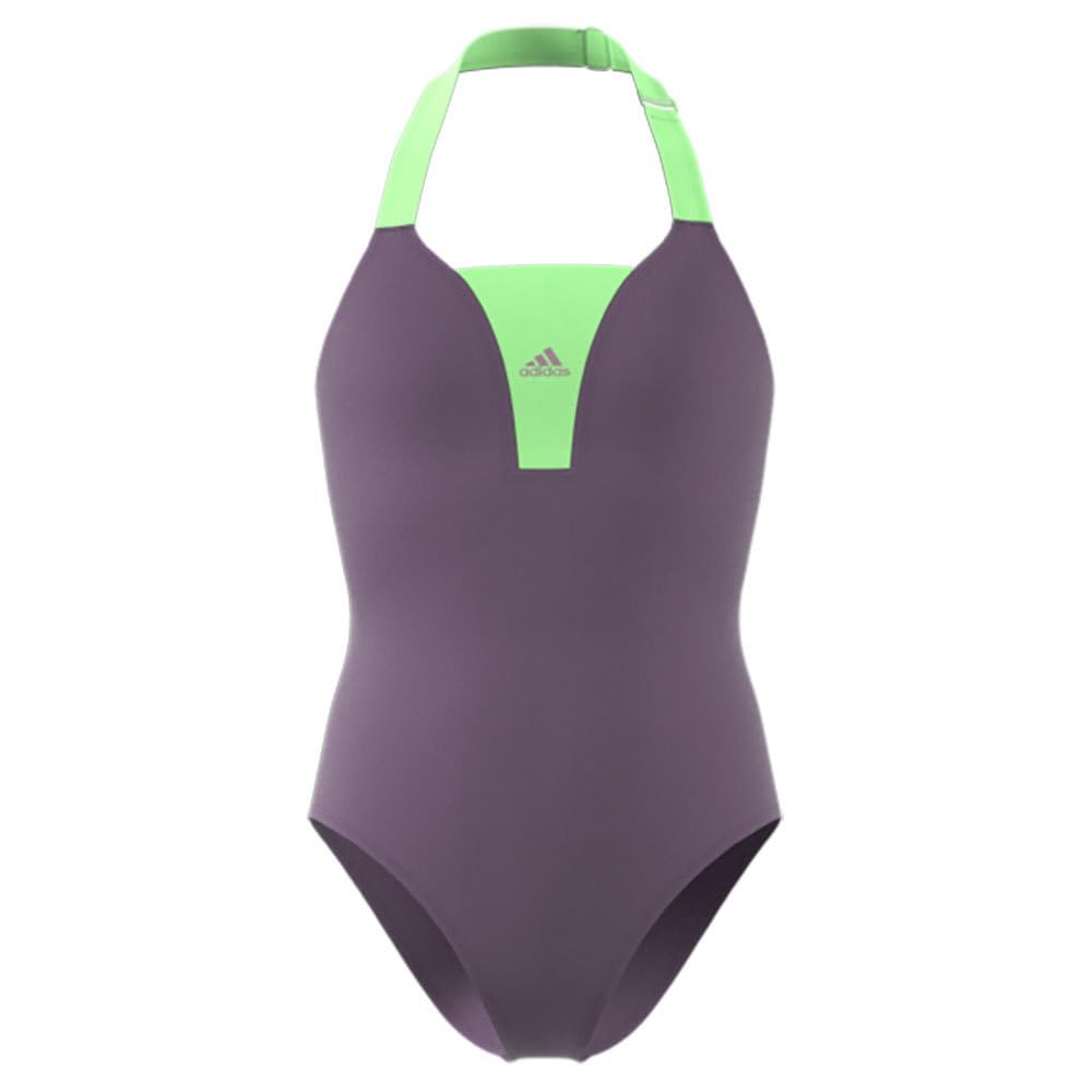 adidas Dziewczynki Sportswear Colorblock Swimsuit Kids, shadow violet/green spark, 7-8 Years