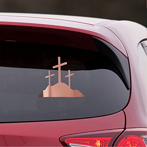 Image of Calvary Crosses Christian Jesus (Rose Gold) (Set Of 2) Premium Waterproof Vinyl Decal Stickers For Laptop Phone Accessory Helmet Car Window Bumper Mug Tuber Cup Door Wall Decoration