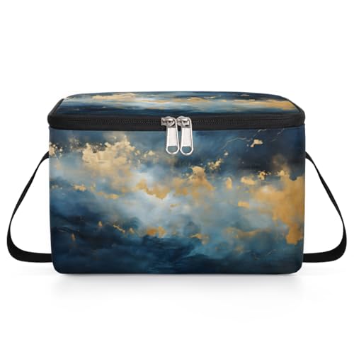 GzLeyigou Abstract Marbling Pattern Lunch Bags for Women Men 9 Cans, Hot & Cold Food Delivery Bag Insulated Grocery Bag Insulated Lunch Box Texture Cooler Bag for Office Work Picnic Beach