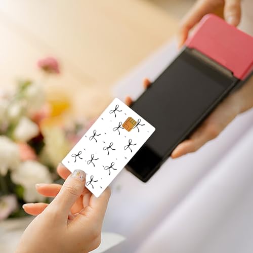 Debit Card Skin, 4PCS Black Bow Credit Card Skin Cover Set, Cute PVC Waterproof Anti-Wrinkling Bank Card Sticker, Ideal Gift for Wife Daughter Mother Friends 5