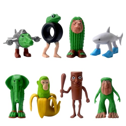 YAFLUG 8 Figuras Coleccionables Tung Tung Tung Saur y Tralalero Tralala, Decoración de Escritorio para Adultos, Figuras de Acción 3D de Edición, Regalos Originales para Fans de Memes y Videojuegos