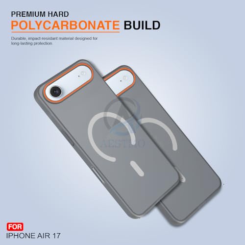 Image of AESTMO iPhone 17 Air Back Cover | Slim Hard Shell | Matte Frosted Hard Back Translucent Back Cover for iPhone 17 Air (Compatible with MagSafe Accessories, Black)