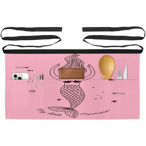 Tabliers courts de chef lot de 3 avec poches demi-tablier cuisine restaurant et bistrot multicolore