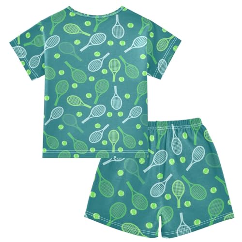 ALAZA Tennis Ball Funny Stylish Pajamas Short Sleeve 2 Piece Sleepwear Top and Bottom Pajama Set Unisex2