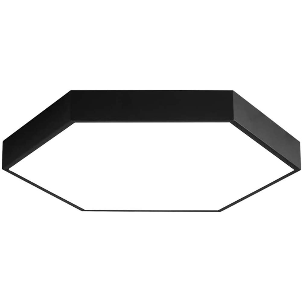 Lámpara de techo LED hexagonal negra de 30 cm, plafón acrílico de 18W blanco cálido
