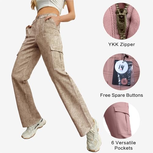 Image of Lepunuo Cargo Pants for Women High Waisted Casual Pants Baggy Stretchy Wide Leg Y2K Streetwear with 6 Pockets