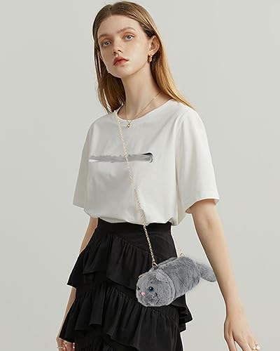 Image of Minache Women Mini Cat Plush Crossbody Bag Shoulder Bag Stationery Pouch Ladies Cosmetic Bag