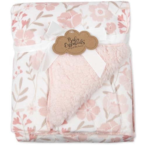 Image of Baby Essentials Sherpa Fleece Baby Blanket 35x30 - Super Soft, Warm Reversible Baby Blankets for Newborns, Infants, Toddlers, and Nursery