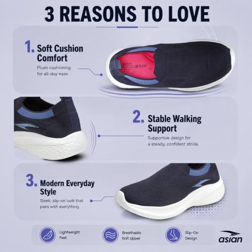 Image of ASIAN Breeze-02 Women Walking Shoes | Lightweight, EVA Sole Grip with Soft Memory Foam Comfort for Daily Walking