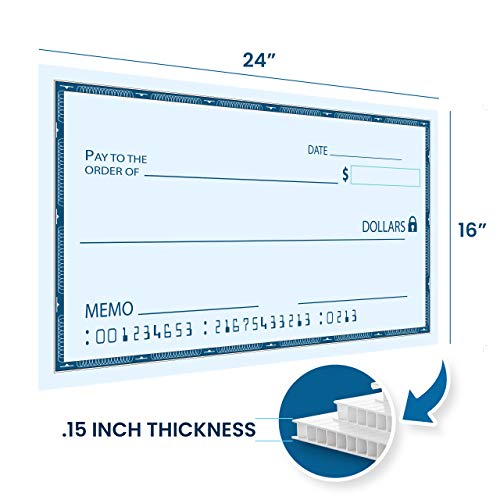 [Upgraded] Dry Erase 16" x 24" Oversize Giant Check - Large Fake Checks - Big Blank Presentation Check - Reusable Giant Checks for Charity Donation, Lottery, Raffle, Novelty, Fundraiser (Pack of 1) - Thumbnail 5