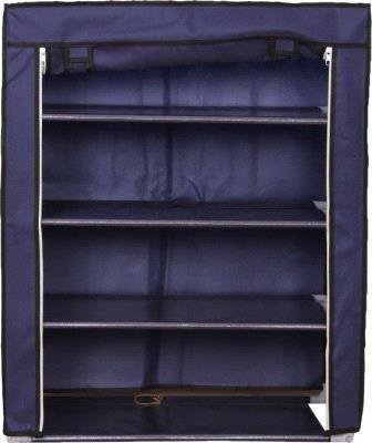 Image of OBBO 4-Layer Collapsible Shoe Rack | Foldable & Space-Saving Shoe Organizer with Durable Metal Frame - Portable Storage Shelf for Shoes, Slippers & Boots | Ideal for Home, Closet, Hallway - Black