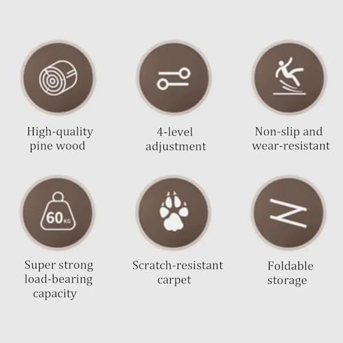 Hunderampe,Dog Ramp,Hundetreppe Für Kleine Hunde Und Große Hunde,Zusammenklappbar Rampe Hund,Mit Rutschfester Unterlage,Vierstufig Höhenverstellbar Von 23 Bis 47 cm (Geeignet Für Hunde Unter 20 kg)