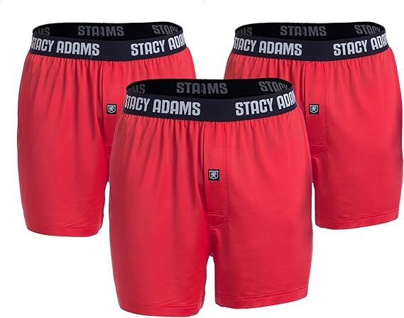Stacy Adams Men's Standard 3-Pack Loose Boxer, Red