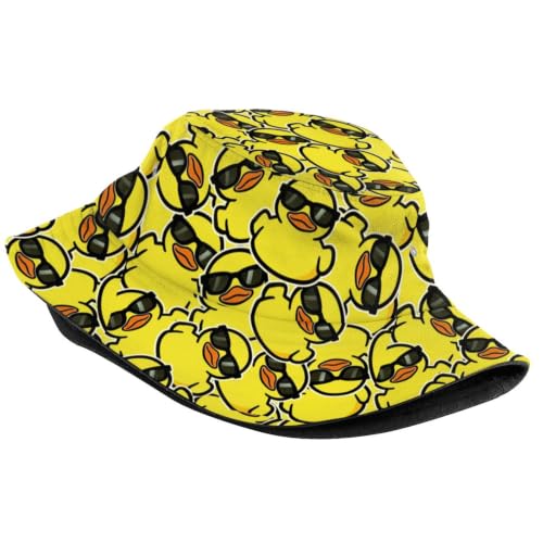 Image of Funny Duck Bucket Hat Fisherman Hat Beach Travel Sun Hat Outdoor Cap for Unisex Men Women
