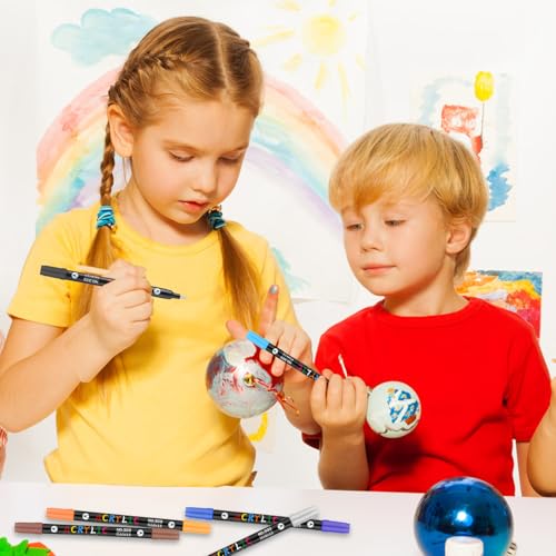 Rbleote Porzellanstifte Spülmaschinenfest, 12 pcs Porzellanmalstifte mit Doppelspitze, Porzellanstifte, Glasmalstifte, für Zum Bemalen von Tassen, Porzellan, Holz, Metall (24 Farben)