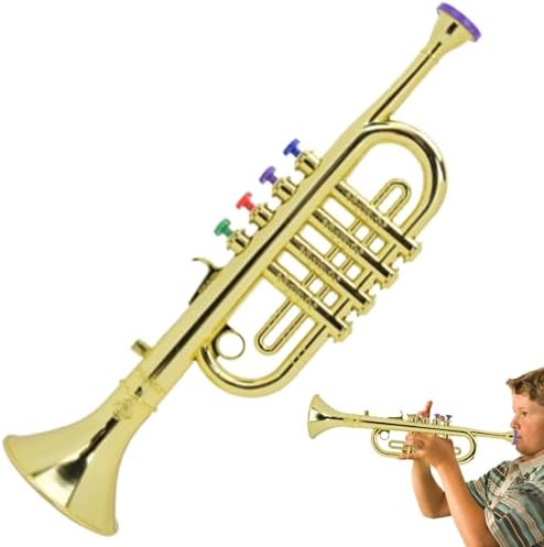 Kids Trumpet Music Toy, Trumpet Musical Wind Instruments Model Realistic Trumpet Horn Toy Performance Prop Early Educational Toy for Birthday Christmas Party Gift 7 415OkKklTOL. AC