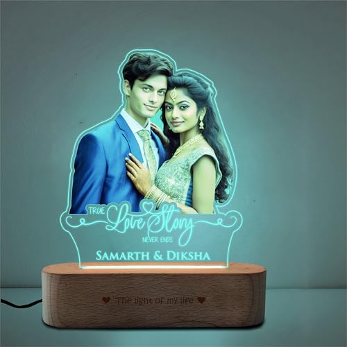 Image of ZOCI VOCI Personalized Acrylic LED Lamp | Romantic Gift for Valentine's Day, Personalized Gifts for Couples (RGB Smooth - (No Remote), Colorful HD UV Print)