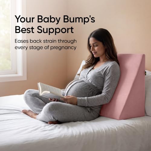 Image of Frido Wedge Plus Cushion for Sleeping & Acid Reflux Relief | Memory Foam Pillow | High Resillience Foam | Orthopedic Wedge Cushion for Leg Elevator | Pregnancy | GERD | Blush Pink- Pack of 1