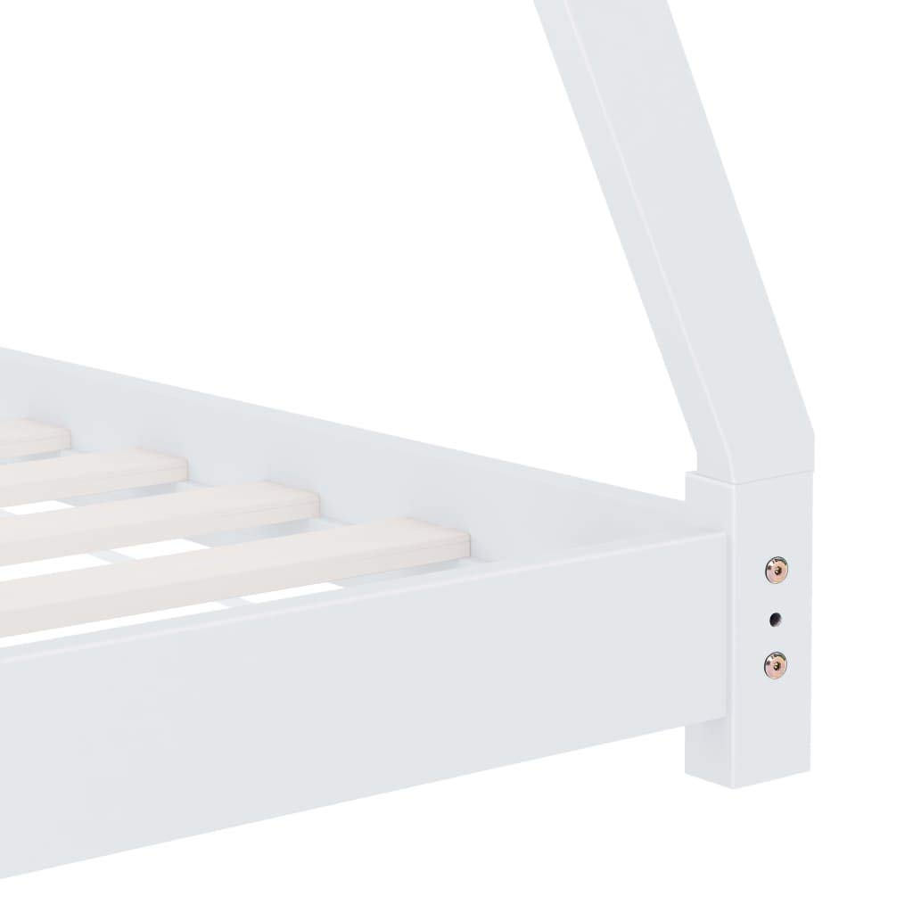 ZEYUAN Kinder-Bettgestell, Bett, Lattenrost, Bettrahmen, Jugendbett, Bed Frame, Futon Bett, Weiß Massivholz Kiefer 70 x 140 cm