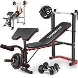 OPPSDECOR Adjustable Weight Bench Set with Leg Developer & Preacher Curl Pad, Full Body Workout Bench Press Set with Squat Rack for Home Gym Fitness, Standard Strength Training Bench