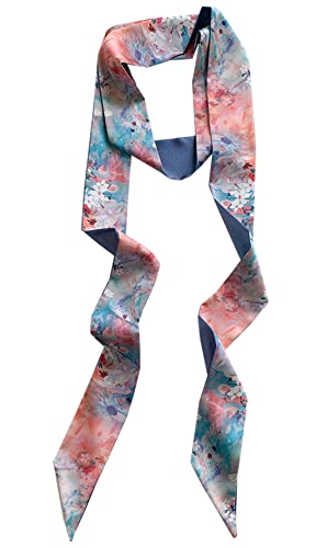 GUZOSJO Printed Long Neckerchief Skinny Scarf Necktie Handbag Wrap Handle Satin Belt