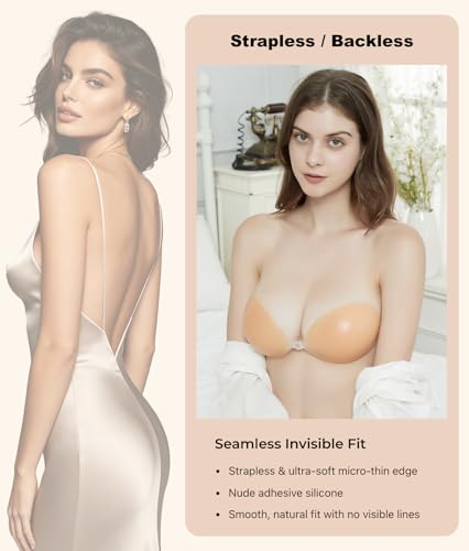 Image of MITALOO Adhesive Bra Invisible Sticky Strapless Push up Backless Reusable Silicone Covering Nipple Bras