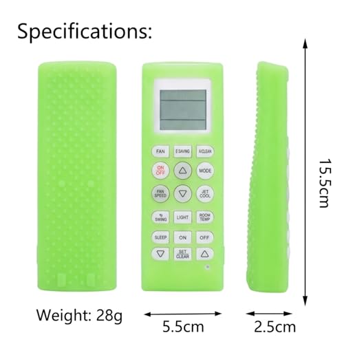 Image of Silicone Cover Compatible with LG Split /Window Inverter Air Conditioner Remote Control, Shockproof, Stylish, Easy to find in Darkness - Glow in Dark Green-1