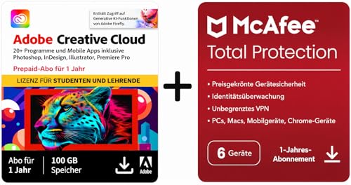 Adobe Creative Cloud All Apps + McAfee Total Protection 2026 | 6 Geräte | 12 Monate | Aktivierungscode per Email