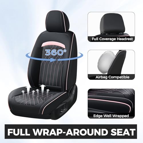 Image of FLORICH Car Seat Covers Front Seat, Leather Seat Covers for Cars, Waterproof Car Seat Protector Breathable, Front Seat Covers for Cars, Automotive Seat Covers Universal Fit for Most SUV Pick-up Truck